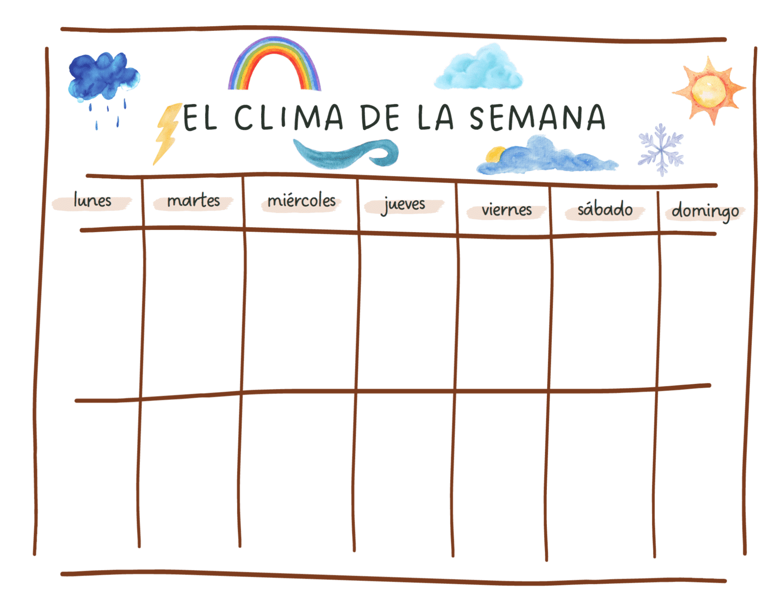 Free Spanish Weather Chart Weather Words in Spanish Fun Bilingual