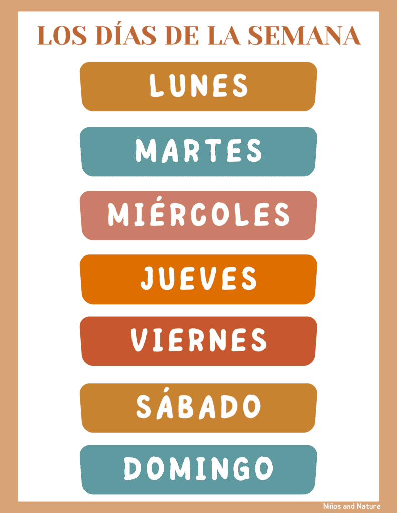 Los días de la semana – The days of the Week in Spanish
