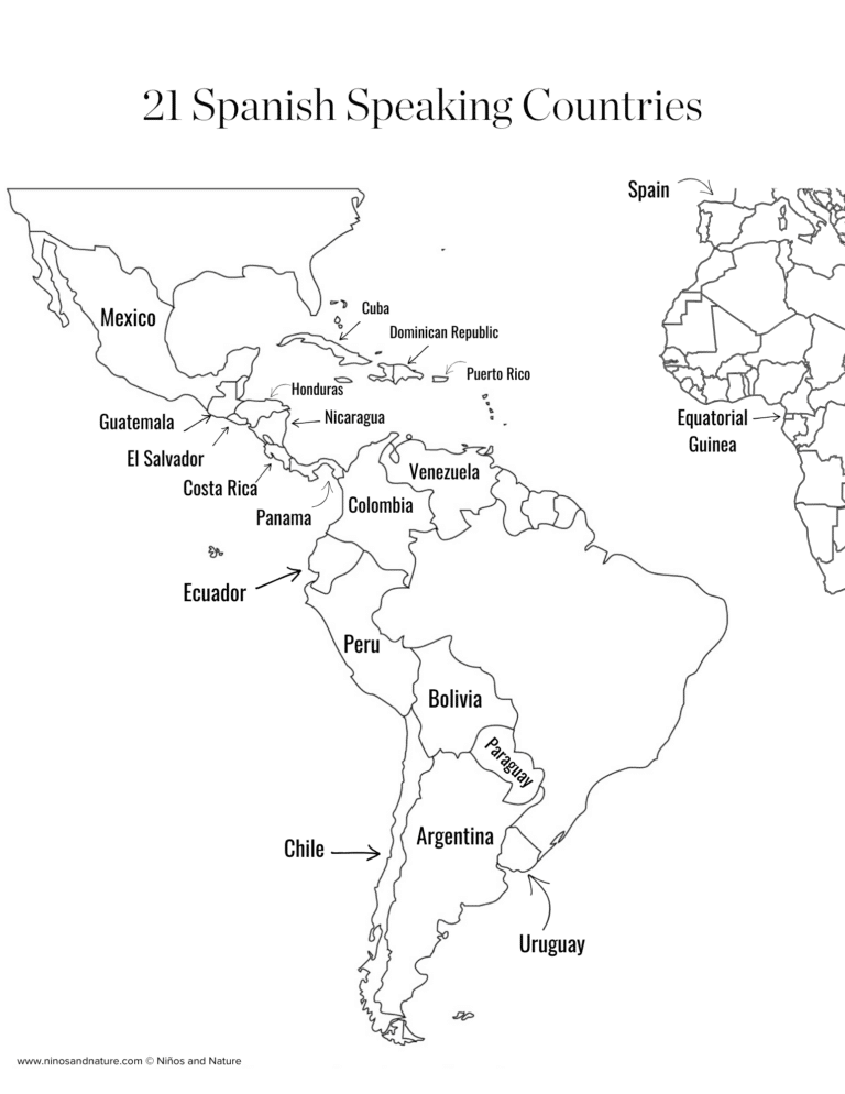 Learn the Spanish Speaking Countries with Free Printable Maps for Kids ...